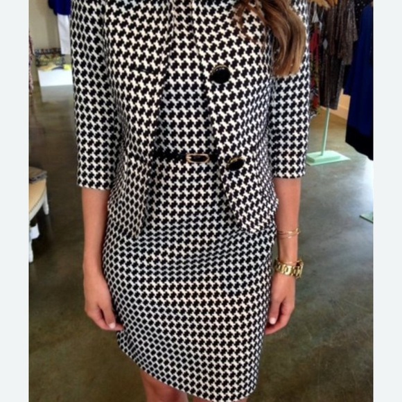 Trina Turk Chic Black and White Houndstooth Jacket classic elegant feminine - Picture 1 of 11